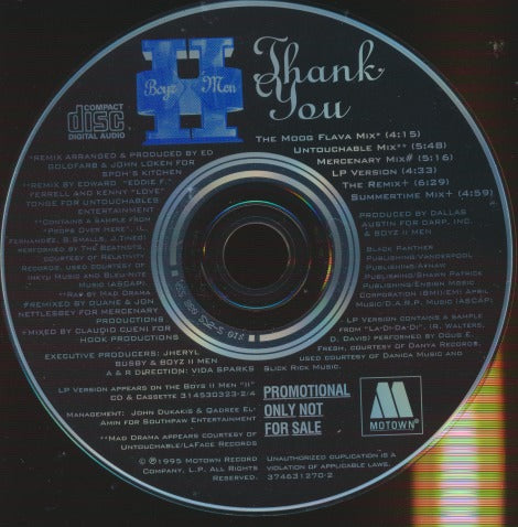 Boyz II Men: Thank You 6-Track Promo w/ No Artwork