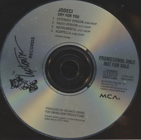 Jodeci: Cry for You 4-Track Promo w/ Back Artwork
