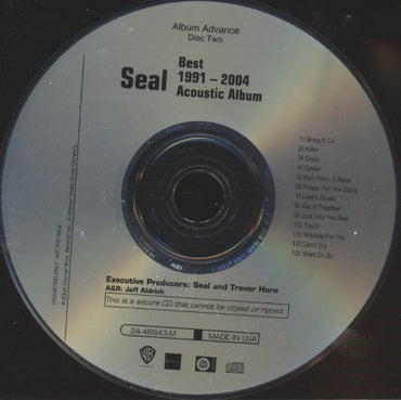 Seal: Best 1991-2004: The Hits / Acoustic Album 2-Disc Set Advance Promo w/ Back Artwork