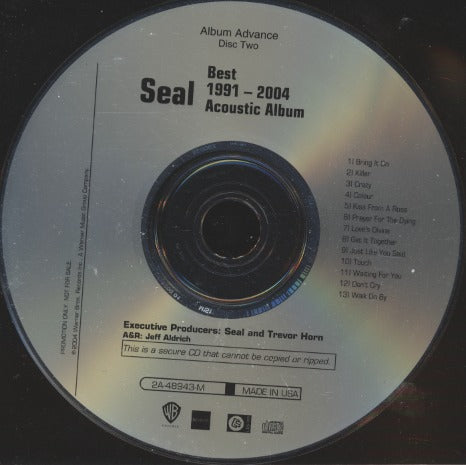 Seal: Best 1991-2004: The Hits / Acoustic Album 2-Disc Set Advance Promo w/ Back Artwork