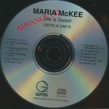 Maria McKee: Life Is Sweet Advance Promo w/ Back Artwork & Water Damaged Artw