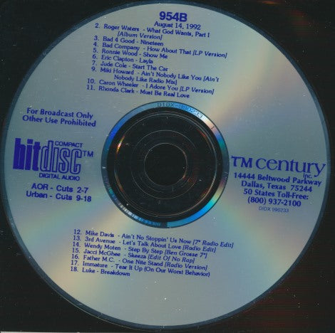 HitDisc 954B Promo w/ Back Artwork