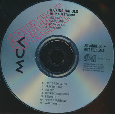 Kicking Harold: Ugly & Festering Advance Promo w/ Back Artwork