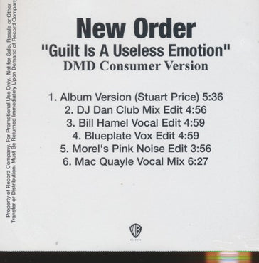 New Order: Guilt Is A Useless Emotion 6-Track Promo w/ Front Artwork