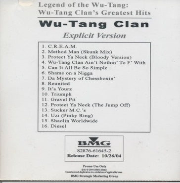 Wu-Tang Clan: Legend Of The Wu-Tang: Wu-Tang Clan's Greatest Hits 16-Track Promo w/ Front Artwork