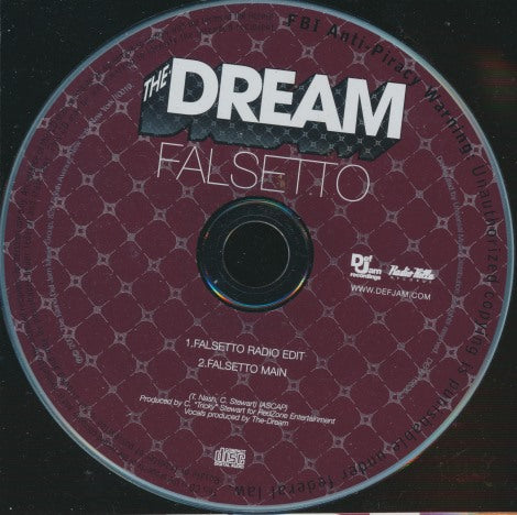 The-Dream: Falsetto 2-Track Promo w/ Back Artwork