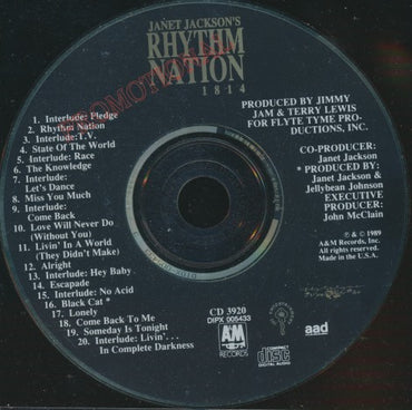 Janet Jackson: Rhythm Nation 1814 Promo w/ Back Artwork