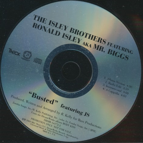 The Isley Brothers Featuring Ronald Isley Aka Mr. Biggs & JS: Busted 4-Track Promo w/ Back Artwork