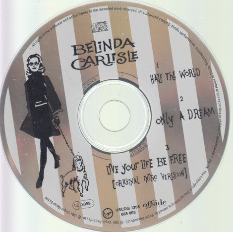 Belinda Carlisle: Half The World 3-Track Maxi-Single w/ No Artwork