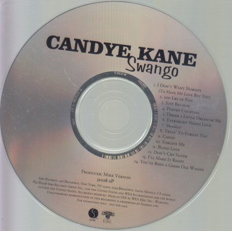 Candye Kane: Swango 14-Track Promo w/ Back Artwork