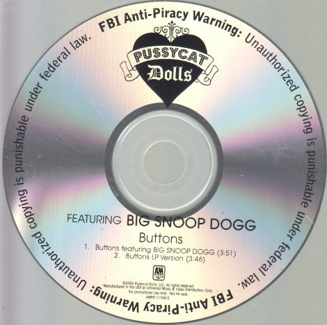 Pussycat Dolls: Buttons 2-Track Promo w/ Back Artwork