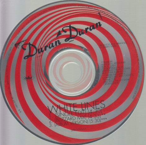 Duran Duran: White Lines 3-Track Promo w/ No Artwork