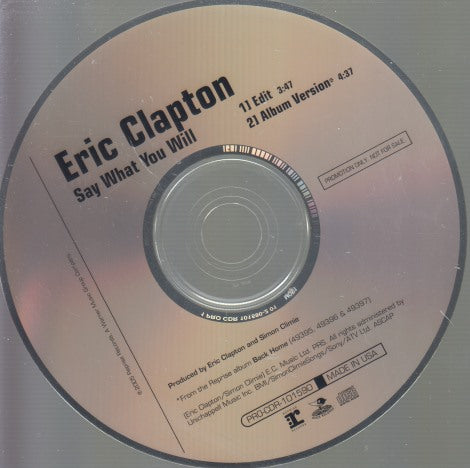 Eric Clapton: Say What You Will 2-Track Promo w/ Back Artwork