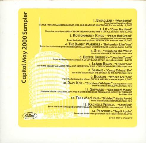 Capitol May 2000 Sampler Promo w/ Artwork