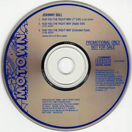 Johnny Gill: Rub You The Right Way 3-Track Promo w/ No Artwork