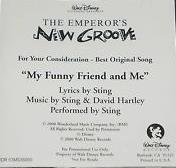For Your Consideration: The Emperor's New Groove: Sting: My Funny Friend & Me Promo w/ Artwork