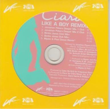 Ciara: Like A Boy Remixes 5-Track Promo w/ No Artwork
