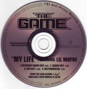 The Game: My Life 4-Track Promo w/ No Artwork