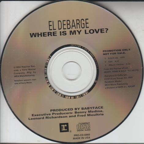 El DeBarge: Where Is My Love? Promo w/ Back Artwork
