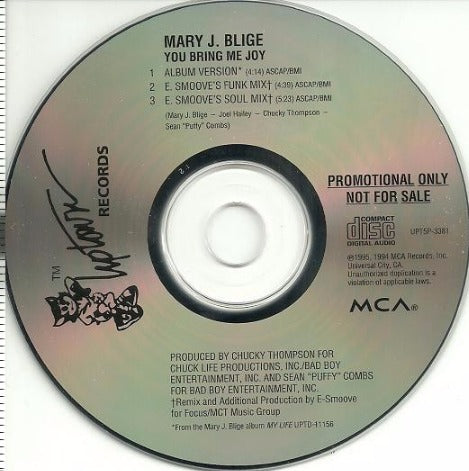 Mary J. Blige: You Bring Me Joy 3-Track Promo w/ No Artwork