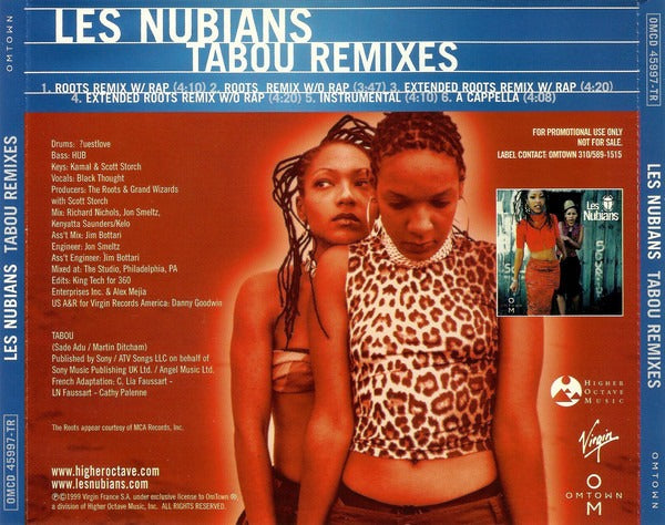 Les Nubians: Tabou Remixes 6-Track France Promo w/ Back Artwork - NeverDieMedia