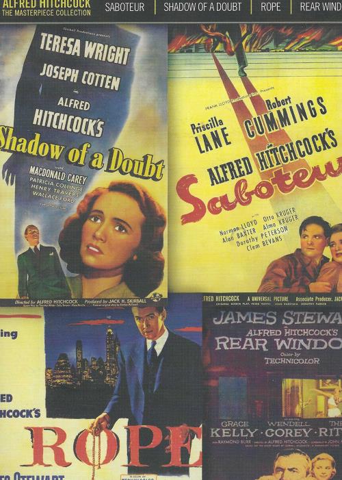 Alfred Hitchcock: The Masterpiece Collection: Shadow Of A Doubt, Saboteur, Rope, Rear Window 4-Disc Set - NeverDieMedia