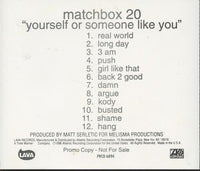 Matchbox Twenty: Yourself Or Someone Like You Promo w/ Back Artwork