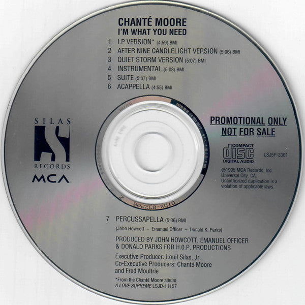 Chante Moore: I'm What You Need 7-Track Promo w/ Back Artwork