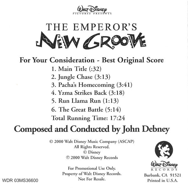 Disney's The Emperor's New Groove: Best Original Score Promo FYC