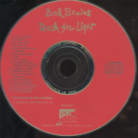 Bad Brains: Rock For Light w/ No Artwork