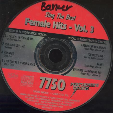 Sound Choice: Sing The Best: Female Hits Vol. 3 CDG+ w/ No Artwork