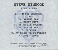 Steve Winwood: Nine Lives Promo w/ Back Artwork