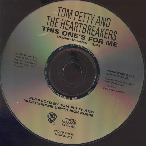 Tom Petty And The Heartbreakers: This One's For Me Promo w/ Back Artwork