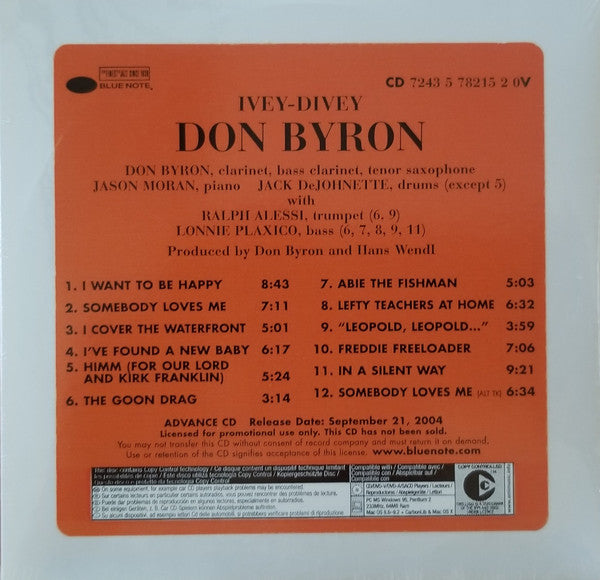 Don Byron: Ivey-Divey Advance Promo w/ Front Artwork