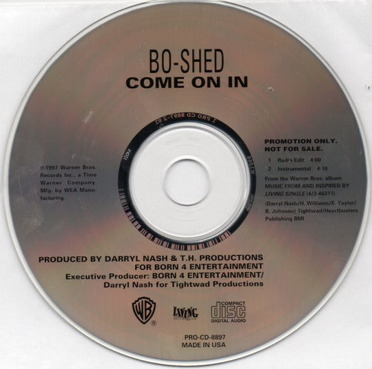 Bo-Shed: Come On In Promo w/ Back Artwork