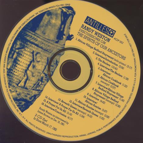 Randy Weston: Discussions On The Spirits Of Our Ancestors Promo w/ No Artwork