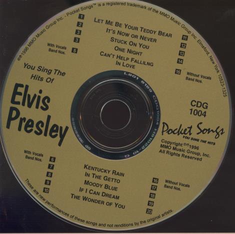 Pocket Songs: You Sing The Hits Of Elvis Presley CD+G w/ Back Artwork