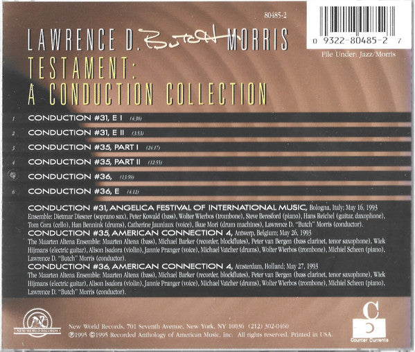 Butch Conduction Lawrence D. Butch Morris: Testament: A Conduction Collection 31, 35 ...