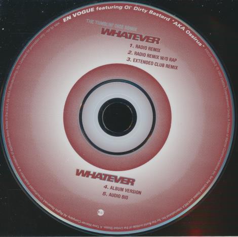 En Vogue (featuring Ol' Dirty Bastard): Whatever (the Tumblin' Dice Remix) 5-Track Promo w/ Back Artwork