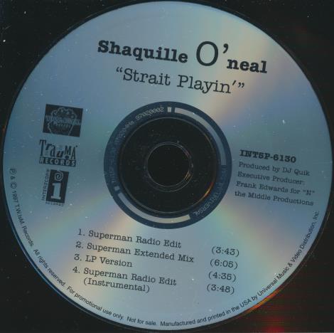 Shaquille O'Neal: Strait Playin' 4-Track Promo w/ Back Artwork