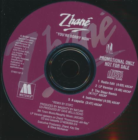 Zhane: You're Sorry Now 5-Track Promo w/ No Artwork