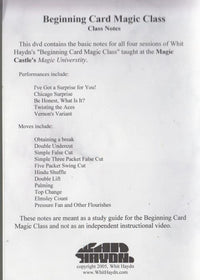 Beginning Card Magic: Class Notes With Whit Haydn