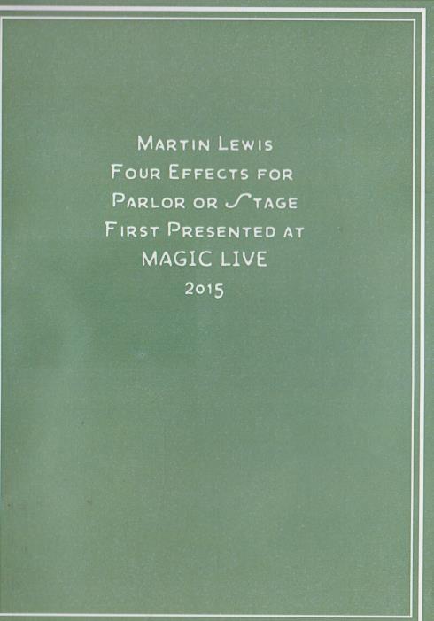 Martin Lewis: Four Effects For Parlor Or Stage