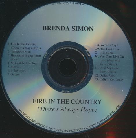 Brenda Simon: Fire In The Country (There's Always Hope) w/ No Artwork