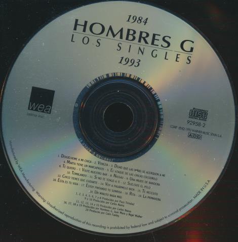 Hombres G: Los Singles 1984-1993 w/ No Artwork