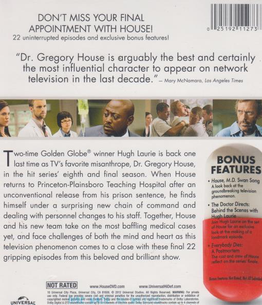 House: The Complete Eighth And Final Season 5-Disc Set – NeverDieMedia