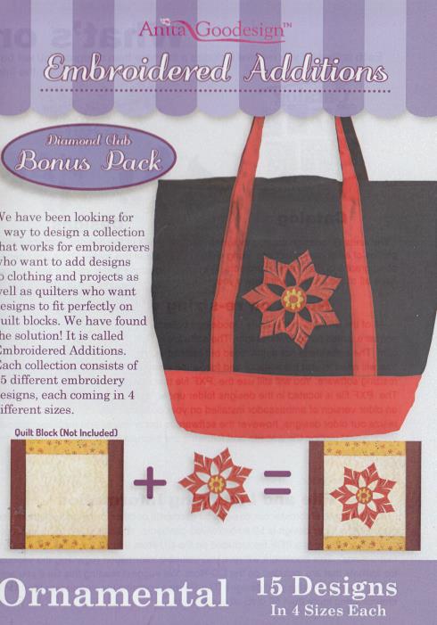 Anita Goodesign: Diamond Club Bonus Pack: Embroidered Additions Ornamental