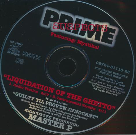Prime Suspects: Liquidation Of The Ghetto Promo w/ Back Artwork