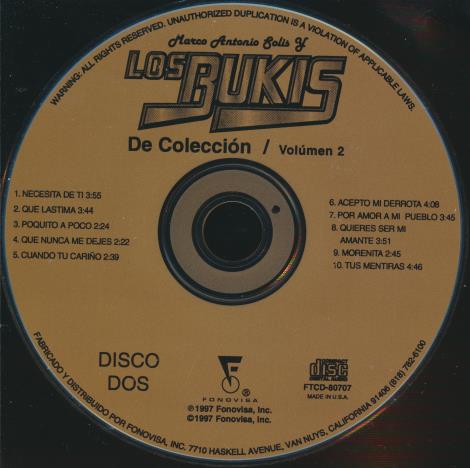 Marco Antonio Solis Y Los Bukis: De Coleccion Volumen 2 Disc 2 w/ No Artwork