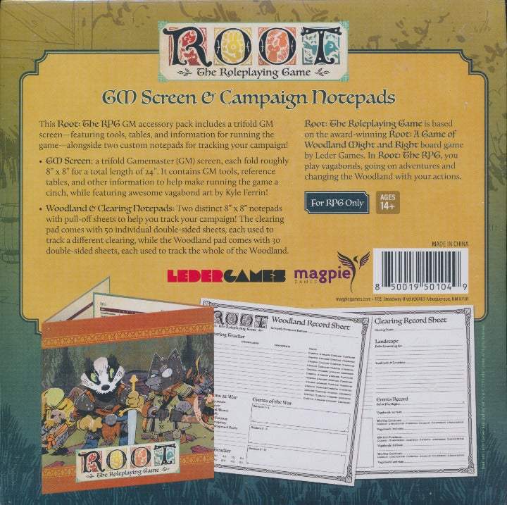 Root: The Roleplaying Game: GM Screen & Campaign Notepads – NeverDieMedia